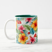 Tasse 2 Couleurs Aquarelle exotique Floral hawaïen (Gauche)