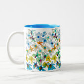 Tasse 2 Couleurs Aquarelle fleurs bleues blanches (Gauche)