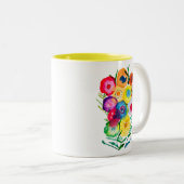 Tasse 2 Couleurs Aquarelle fleurs violettes fleuries florales (Devant droit)