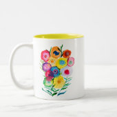 Tasse 2 Couleurs Aquarelle fleurs violettes fleuries florales (Gauche)