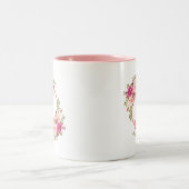 Tasse 2 Couleurs Aquarelle Floral Pink Monogramme (Centre)