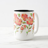 Tasse 2 Couleurs Aquarelle Florale (Devant droit)