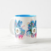 Tasse 2 Couleurs Aquarelle florale dessinée main art abstrait (Devant gauche)