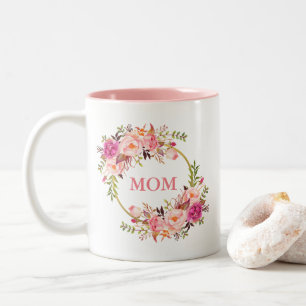 Tasse 2 Couleurs Aquarelle Florale rose or maman
