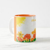 Tasse 2 Couleurs Aquarelle florale solaire (Devant gauche)