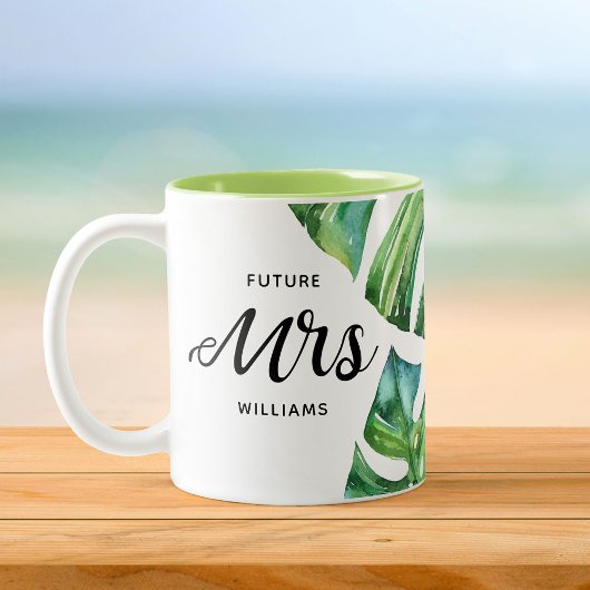 Tasse 2 Couleurs Aquarelle florale tropicale Futur Mme Calligraphie