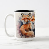 Tasse 2 Couleurs Aquarelle Fox Duo (Gauche)