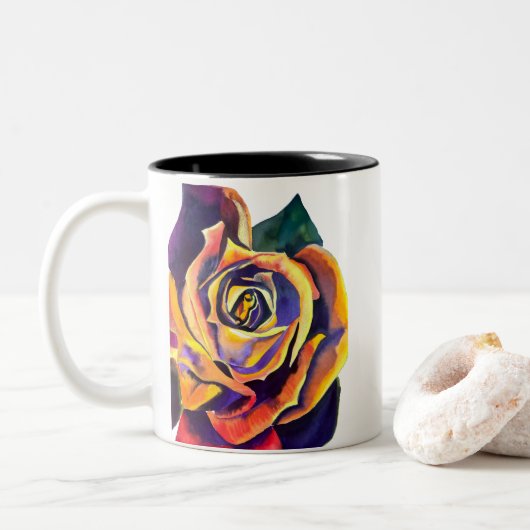 Tasse 2 Couleurs Aquarelle gothique Rose dorée (Avec donut)
