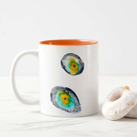 Tasse 2 Couleurs aquarelle huîtres abstraites (Avec donut)
