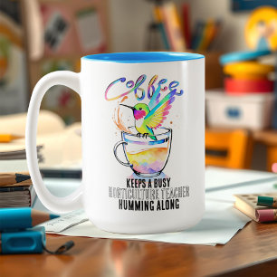 Tasse 2 Couleurs Aquarelle Hummingbird & Coffee Lover Professeur oc