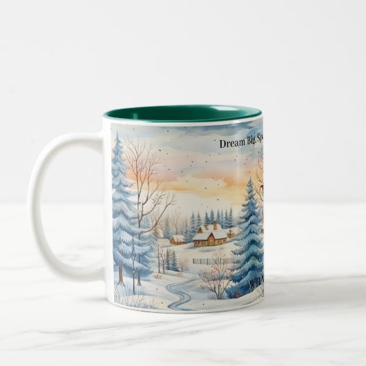 Tasse 2 Couleurs Aquarelle Hutte d'hiver de flocon de neige dans la (Gauche)