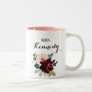 Tasse 2 Couleurs Aquarelle Illustré Automne Mme Mariée Newlysée