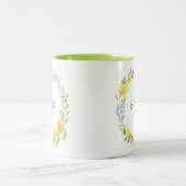 Tasse 2 Couleurs Aquarelle Jaune Fleurs d'été Monogramme de couronn (Centre)