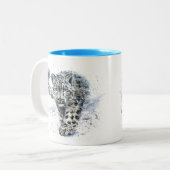 Tasse 2 Couleurs Aquarelle léopard des neiges (Devant gauche)