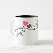 Tasse 2 Couleurs Aquarelle Louisiane Inséparable et Fleur (Devant gauche)