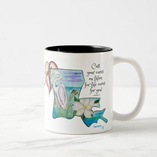 Tasse 2 Couleurs Aquarelle Louisiane Inséparable et Fleur (Droit)