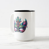 Tasse 2 Couleurs aquarelle Mardi Gras masque carnaval (Devant gauche)