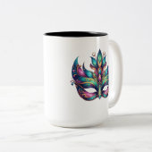 Tasse 2 Couleurs aquarelle Mardi Gras masque carnaval (Devant droit)