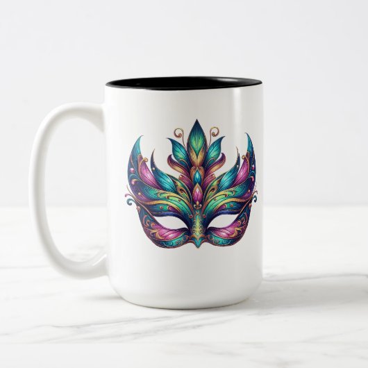 Tasse 2 Couleurs aquarelle Mardi Gras masque carnaval (Gauche)