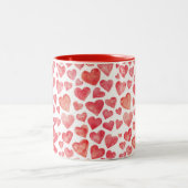 Tasse 2 Couleurs Aquarelle mignonne Coeurs de Saint-Valentin (Centre)