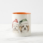 Tasse 2 Couleurs Aquarelle mignonne fourrage de chien et Noël brill (Centre)