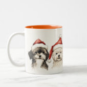 Tasse 2 Couleurs Aquarelle mignonne fourrage de chien et Noël brill (Gauche)