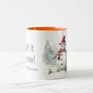 Tasse 2 Couleurs Aquarelle mignonne Snowman Laisser neiger Noël