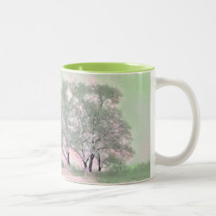 Tasse 2 Couleurs Aquarelle moderne des arbres enneigés colorés