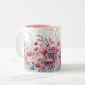 Tasse 2 Couleurs Aquarelle moderne Floral (Devant gauche)
