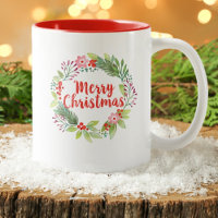 Aquarelle moderne Script Joyeuse couronne de Noël
