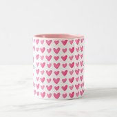 Tasse 2 Couleurs Aquarelle monogramme personnalisable Coeurs roses (Centre)