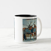 Tasse 2 Couleurs Aquarelle Montana Bull Elk (Devant droit)