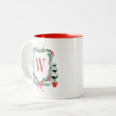 Tasse 2 Couleurs Aquarelle Noël Topio Cimier Monogramme (Devant gauche)