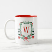 Tasse 2 Couleurs Aquarelle Noël Topio Cimier Monogramme (Gauche)