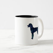 Tasse 2 Couleurs Aquarelle noire de caniche Silhouette (Devant droit)