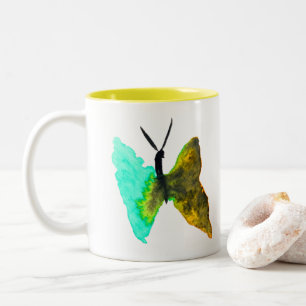 Tasse 2 Couleurs Aquarelle papillon aqua joli