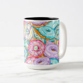 Tasse 2 Couleurs Aquarelle partout sur l'impression Donut (Devant droit)