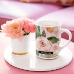 Tasse 2 Couleurs Aquarelle Pastel Pink moderne Fleurs & Nom<br><div class="desc">Aquarelle Pastel Pink moderne Fleurs & Nom</div>