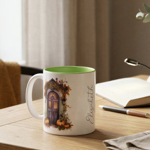 Tasse 2 Couleurs Aquarelle personnalisée Vintage Citrouille de port