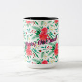 Tasse 2 Couleurs Aquarelle Poinséttia (Centre)