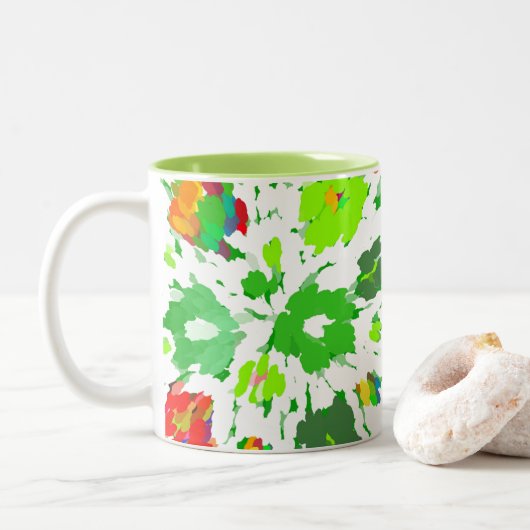 Tasse 2 Couleurs Aquarelle Pop Art Floral (Avec donut)