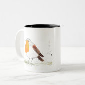 Tasse 2 Couleurs Aquarelle Robin (Devant gauche)