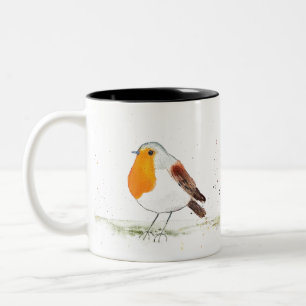Tasse 2 Couleurs Aquarelle Robin