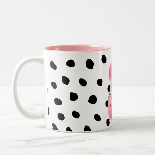 Tasse 2 Couleurs Aquarelle rose exotique moderne Flamant rose & poi (Gauche)