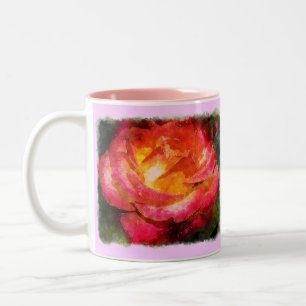 Tasse 2 Couleurs Aquarelle Rose flamboyante Anniversaire