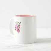 Tasse 2 Couleurs Aquarelle rose fleurie verbasque fleur rousse (Devant gauche)