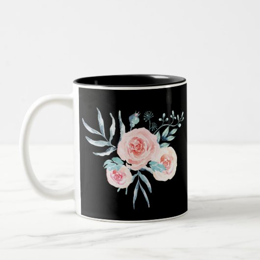 Tasse 2 Couleurs Aquarelle rose / Floral (Gauche)