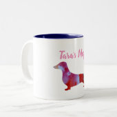 Tasse 2 Couleurs Aquarelle rose Nom personnalisé (Devant gauche)