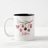 Tasse 2 Couleurs Aquarelle Rustique Joyeux Noël (Gauche)