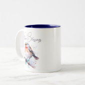 Tasse 2 Couleurs Aquarelle Sweet Bird "Winter Magic" (Devant gauche)